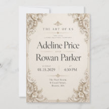 Elegant Vintage Floral Wedding Invitation