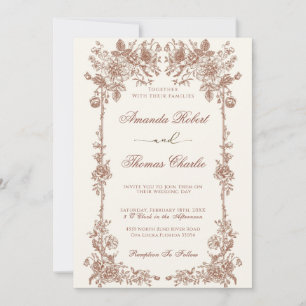 Elegant Vintage floral Wedding Invitation