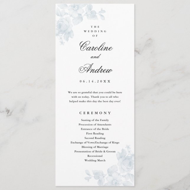 Elegant Vintage Floral Wedding Program (Front)