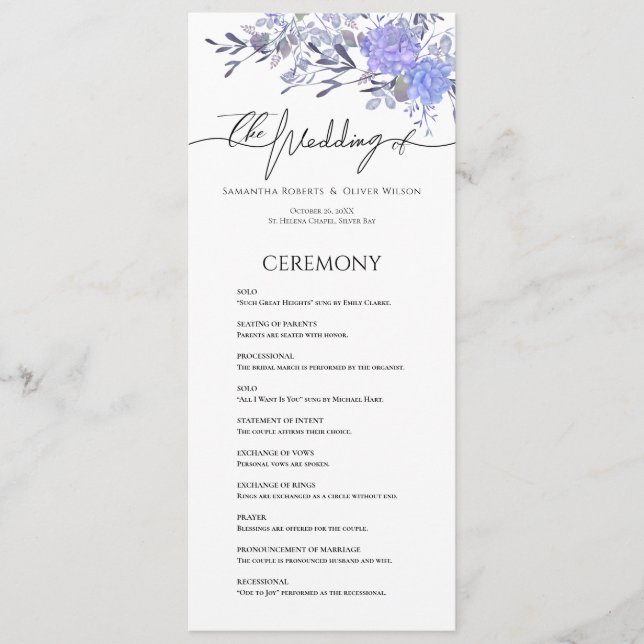 Elegant Vintage Floral Wedding Program  (Front)