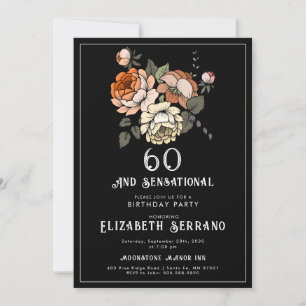Elegant Vintage Florals 60 And Sensationa Birthday Invitation