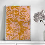 Elegant Vintage Florals in Blush and Gold Poster<br><div class="desc">A lovely vintage-style botanical design with an elegant floral illustration in blush and gold.</div>