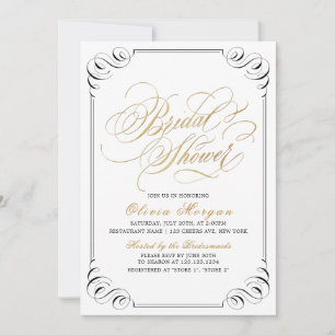 Elegant vintage flourish calligraphy Bridal Shower Invitation
