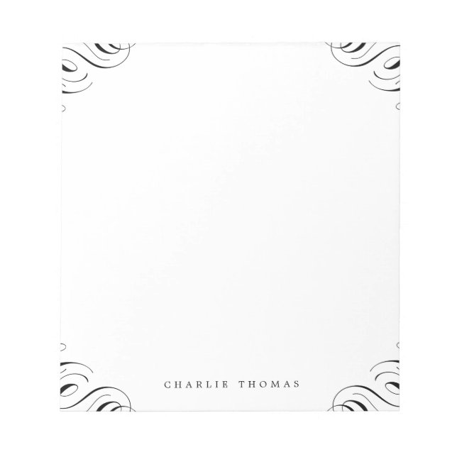 Elegant vintage flourish personalized stationery notepad (Front)