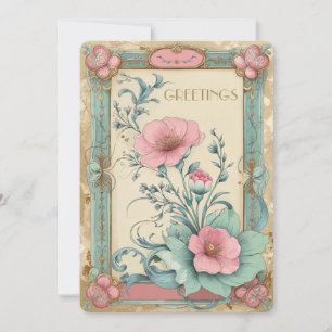 Elegant Vintage Flower Floral Bouquet Timeless Holiday Card