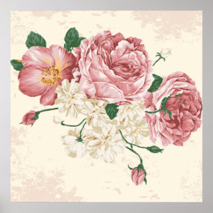 Elegant Vintage Flowers Poster