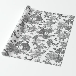 Elegant Vintage Fox Rabbit Country Toile Wrapping Paper