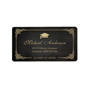 Elegant Vintage Frame Graduation Cap Grad Graduate Label