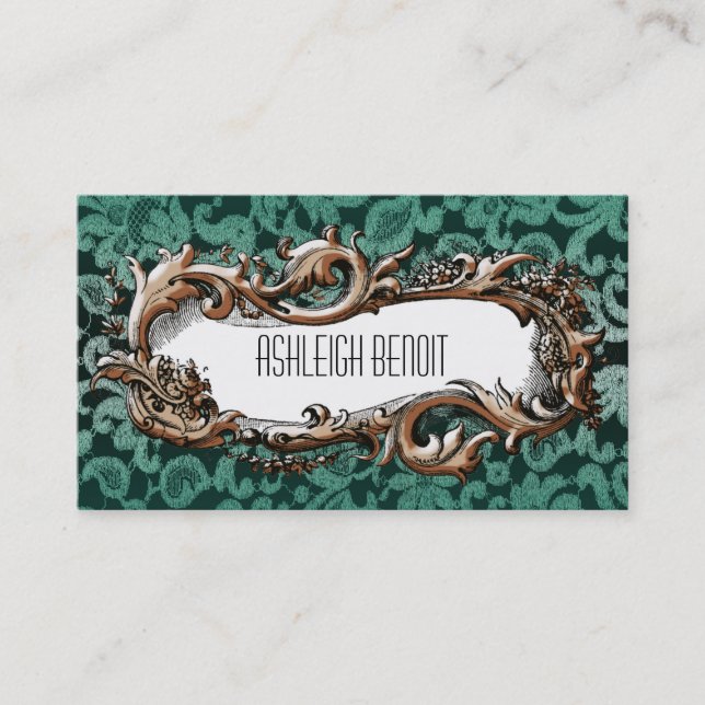 Elegant Vintage Frame & Lace Business Card (Front)