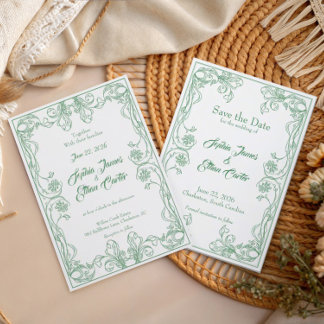 Elegant Vintage Frame Wedding Invitation