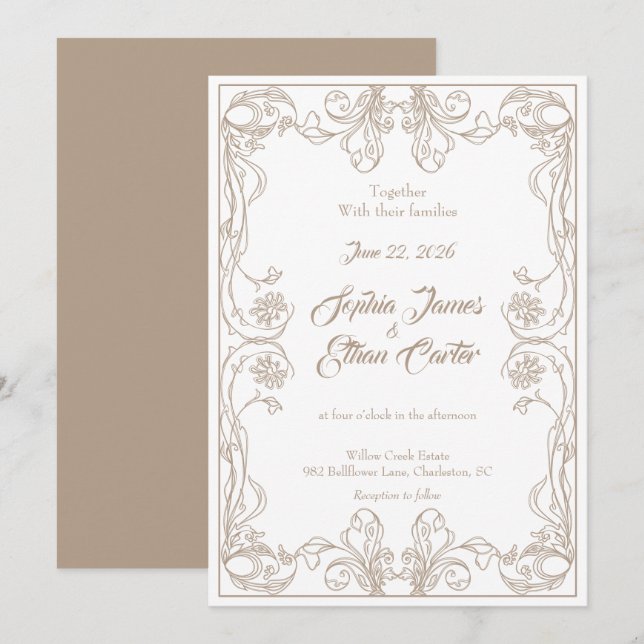 Elegant Vintage Frame Wedding Invitation (Front/Back)