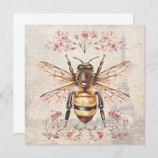 Elegant Vintage French Bee Card (Front/Back)