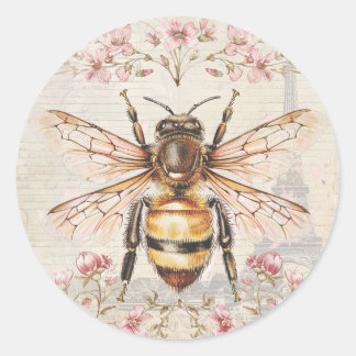 Elegant Vintage French Bee Stickers