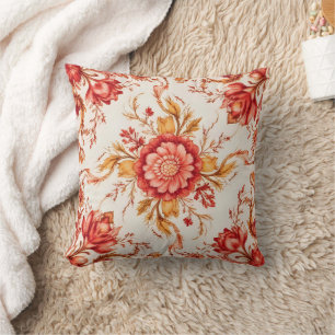 Elegant Vintage French Engraved Floral Pattern Cushion