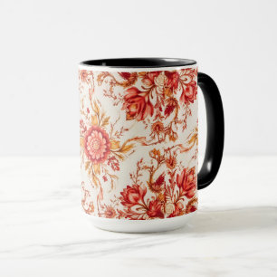 Elegant Vintage French Engraved Floral Pattern Mug
