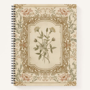 Elegant Vintage French Engraved Floral Pattern Notebook