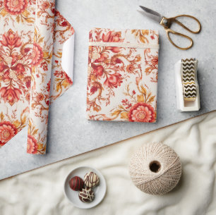 Elegant Vintage French Engraved Floral  Pattern Wrapping Paper