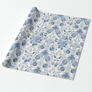 Elegant Vintage French Engraved Floral Pattern Wrapping Paper