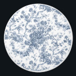 Elegant Vintage French Engraved Floral Toile-Blue Ceramic Knob<br><div class="desc">Elegant and ornate vintage toile de jouy pattern featuring exotic flowers,  vines and foliage intertwined with garlands and baskets of roses. This pattern was adapted from an historic French textile fragment ca 1910 in the Smithsonian collection. Pattern is high res but cannot be tiled.</div>
