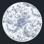 Elegant Vintage French Engraved Floral Toile-Blue Ceramic Knob<br><div class="desc">Elegant and ornate vintage toile de jouy pattern featuring exotic flowers,  vines and foliage intertwined with garlands and baskets of roses. This pattern was adapted from an historic French textile fragment ca 1910 in the Smithsonian collection. Pattern is high res but cannot be tiled.</div>