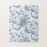 Elegant Vintage French Engraved Floral Toile-Blue Jigsaw Puzzle<br><div class="desc">Elegant and ornate vintage blue and white toile de jouy pattern featuring exotic flowers,  vines and foliage intertwined with garlands and baskets of roses. This pattern was adapted from an historic French textile fragment ca 1910 in the Smithsonian collection. Pattern is high res but cannot be tiled.</div>