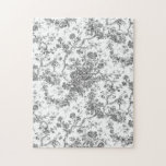 Elegant Vintage French Engraved Floral Toile-Grey Jigsaw Puzzle<br><div class="desc">Elegant and ornate grey and white vintage toile de jouy pattern featuring exotic flowers,  vines and foliage intertwined with garlands and baskets of roses. This pattern was adapted from an historic French textile fragment ca 1910 in the Smithsonian collection. Pattern is high res but cannot be tiled.</div>