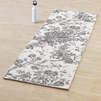 Elegant Vintage French Engraved Floral Toile-Grey
