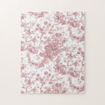 Elegant Vintage French Engraved Floral Toile-Pink Jigsaw Puzzle<br><div class="desc">Elegant and ornate pink and white vintage toile de jouy pattern featuring exotic flowers,  vines and foliage intertwined with garlands and baskets of roses. This pattern was adapted from an historic French textile fragment ca 1910 in the Smithsonian collection. Pattern is high res but cannot be tiled.</div>