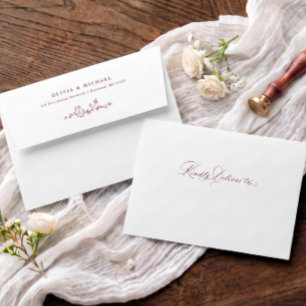 Elegant Vintage French Floral Burgundy Wedding Envelope