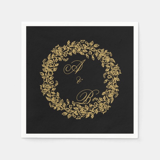 Elegant Vintage French Gold Floral  Napkin (Front)