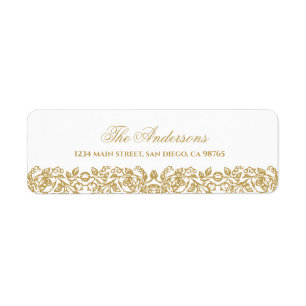 Elegant Vintage French Gold Floral Return Address Label