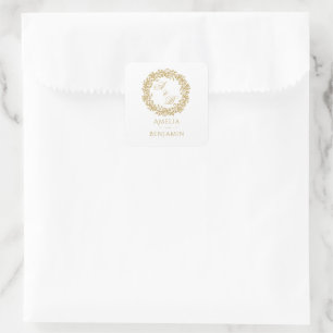 Elegant Vintage French Gold Floral  Square Sticker
