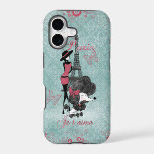 Elegant vintage French poodle girls silhouette