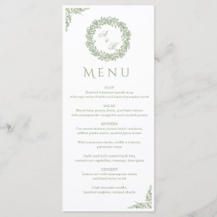 Elegant Vintage French Sage Green Floral Wedding  Menu