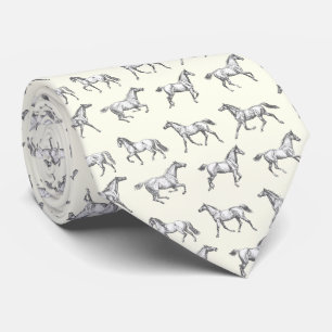 Elegant Vintage Galloping Black White Horses Tie