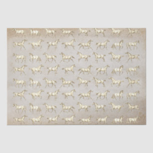 Elegant Vintage Galloping Horses Beige Toile Tissue Paper