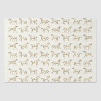 Elegant Vintage Galloping Horses Beige Toile Tissue Paper