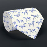 Elegant Vintage Galloping Horses Blue Toile  Tie<br><div class="desc">Monochrome toile pattern with old illustrations of horses moving in different gaits: walking, pacing, trotting, cantering and galloping The horse is a majestic animal that embodies the spiritual power of independence, freedom, nobleness, endurance, confidence, triumph, heroism and competition. Its symbol is associated with strength, courage and freedom. The design will...</div>