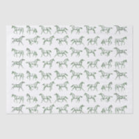 Elegant Vintage Galloping Horses Green Toile