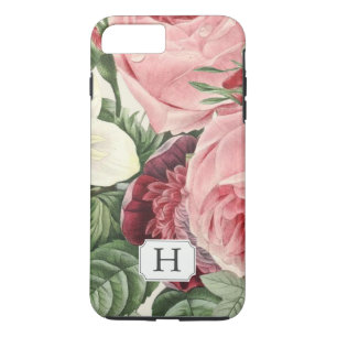 Elegant Vintage Garden Floral Monogram Name iPhone 8 Plus/7 Plus Case