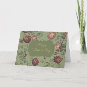 Elegant Vintage Garden Roses Happy Mother's Day Card