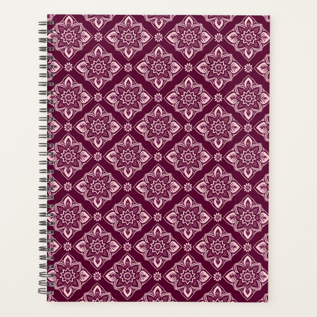 Elegant Vintage Geometric Floral Pattern Planner (Front)
