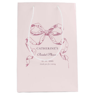 Elegant Vintage Girly Preppy Bows Pink Toile Medium Gift Bag