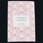 Elegant Vintage Girly Preppy Bows Pink Toile Medium Gift Bag<br><div class="desc">Vintage illustration of a bow tie made into pattern in pink tones,  traditional and classic yet trendy and preppy aesthetic,  for birthdays,  bachelorette,  pink Christmas,  bridal shower,  baby shower and many other occasions.</div>