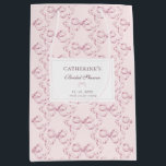 Elegant Vintage Girly Preppy Bows Pink Toile Medium Gift Bag<br><div class="desc">Vintage illustration of a bow tie made into pattern in pink tones,  traditional and classic yet trendy and preppy aesthetic,  for birthdays,  bachelorette,  pink Christmas,  bridal shower,  baby shower and many other occasions.</div>
