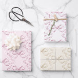 Elegant Vintage Girly Preppy Bows Pink Toile Wrapping Paper Sheet<br><div class="desc">Vintage illustration of a bow tie made into pattern in pink and gold beige tones,  traditional and classic yet trendy and preppy aesthetic,  for birthdays,  bachelorette,  pink Christmas,  bridal shower,  baby shower and many other occasions.</div>