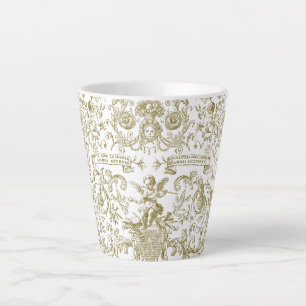 Elegant Vintage Gold Beige Baroque Floral  Latte Mug