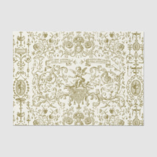 Elegant Vintage Gold Beige Baroque Floral  Tissue Paper