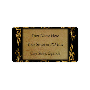 Elegant Vintage Gold & Black Wedding Label