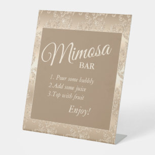 Elegant Vintage Gold Bridal Shower Mimosa Bar Pedestal Sign